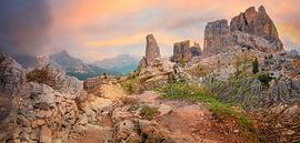 dreamy sunset landscape italy, dolomites alps, Cinque Torri moun by SusaZoom
