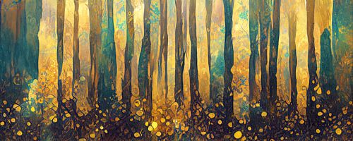 Ein abstrakter Wald im Stil von Gustav Klimt