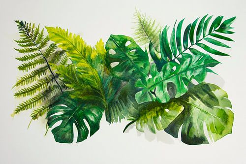 Tropische bladeren in aquarelstijl