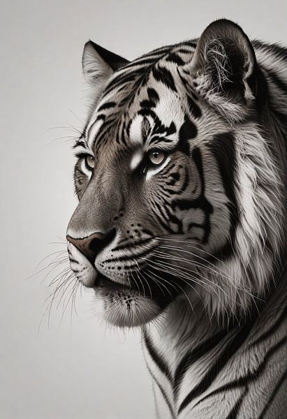 Majestätischer Tiger in Schwarz und Weiß von Art & Soul Creations