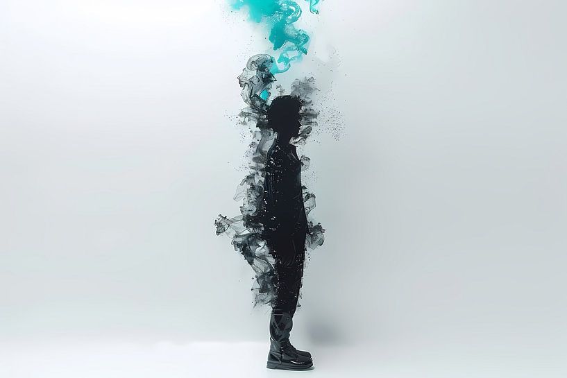 Silhouette in rauchigen abstrakten Formen von Art & Soul Creations