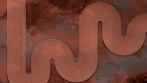 Modern Abstract Japandi Geometrische Lijn Curve Regenboog Koper