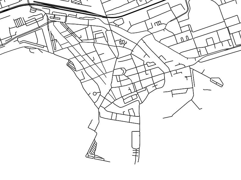 Karte von Hoorn Centrum in Schwarz ud Weiss von De Kaartenwinkel