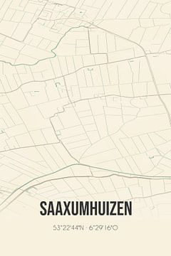 Carte ancienne de Saaxumhuizen (Groningen) sur Rezona