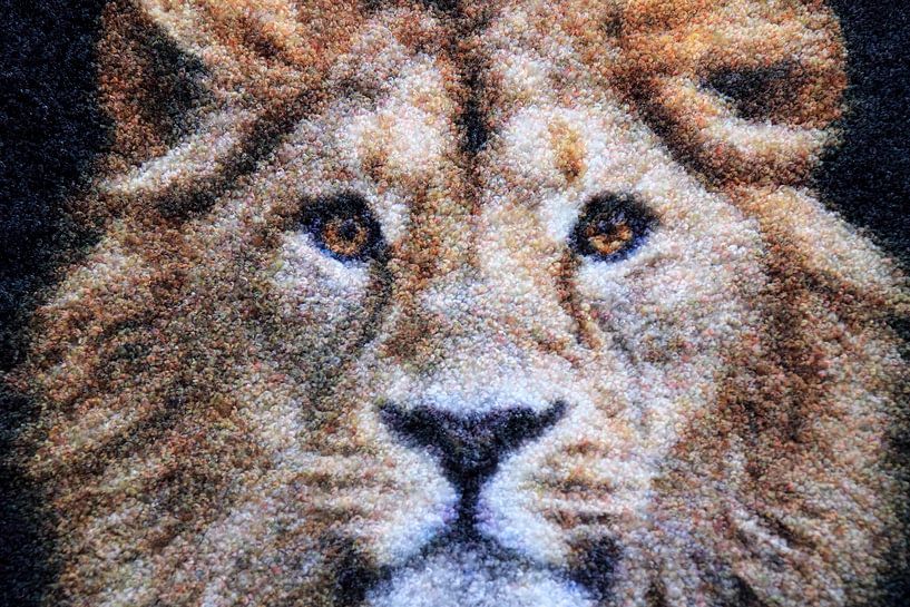 Kunstwerk eines Löwenkopfes mit Mähne von Bobsphotography