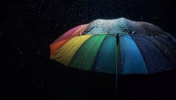 Paraplu en regen kleurrijk panorama van TheXclusive Art