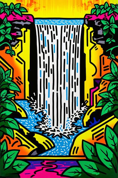 Colourful waterfall and plants by Art & Soul Creations