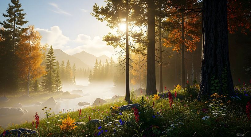 Golden Forest Serenity - Ruhige Naturlandschaft von ArtOnEverything