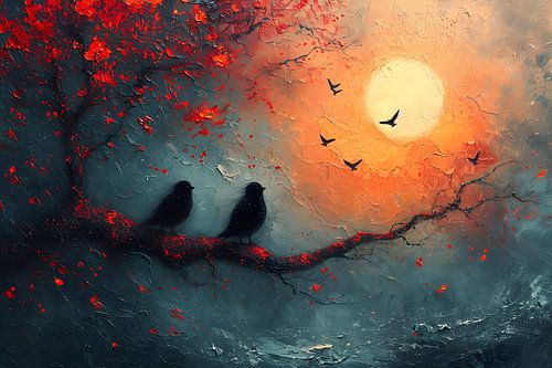 Schilderij Vogels | Schilderij Vogels op Tak