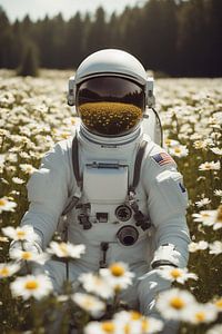 Astronaut im Blumenfeld von Digital Corner