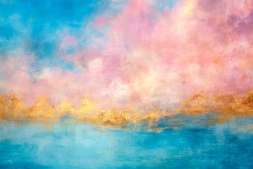 Abstrait, mer et nuages, pêche fuzz sur Joriali Art abstrait