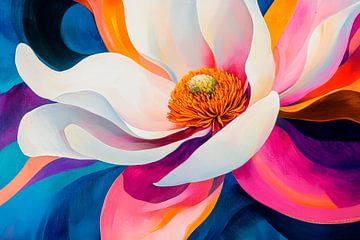 Colourful magnolia in watercolour style by Poster Art Shop