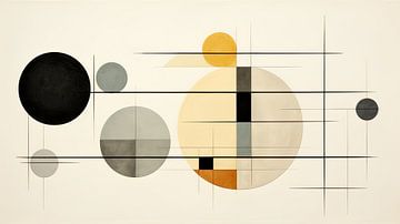 Geometrisch abstracte kunst met cirkels en lijnen van Vlindertuin Art