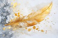 Golden feather on marble background by Imperial Art House thumbnail