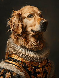 Un golden retriever majestueux dans le style Renaissance sur Dave Schloffi