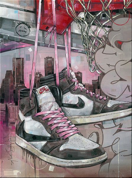 Nike air jordan 1 Travis Scott painting by Jos Hoppenbrouwers on canvas