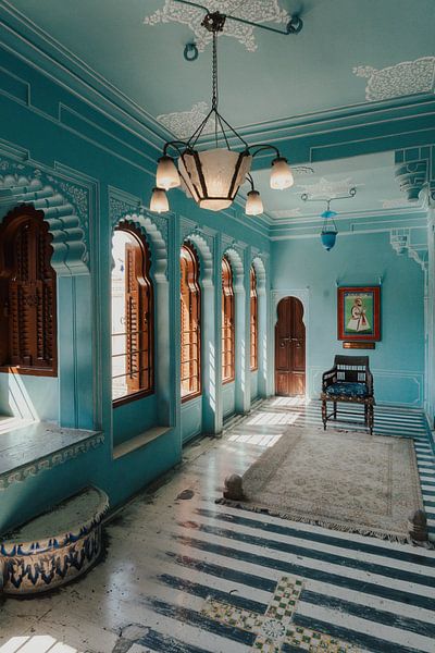 Chambre bleue du palais de la ville d'Udaipur | photographie de voyage | Udaipur Inde par Kimberley Jekel