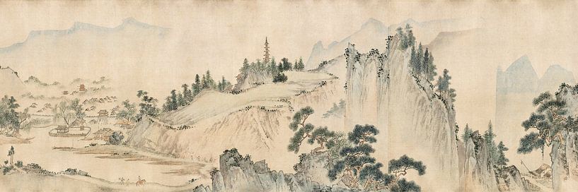 Dai Jin,City at the foot of the mountain, Chinese Landscape by finemasterpiece