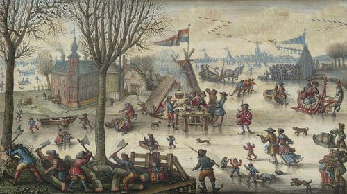 Winterlandschap met figuren, Jan Berents