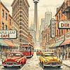 Toronto Kanada Retro Stadt Aquarellmalerei von Artkreator