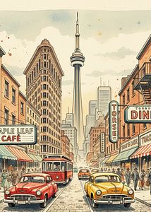 Toronto Kanada Retro Stadt Aquarellmalerei