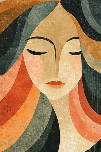 Femme sereine et couleurs douces