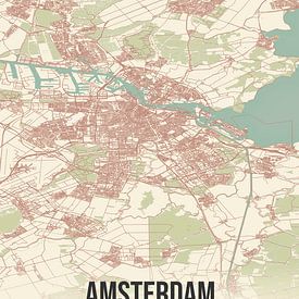 Vintage landkaart van Amsterdam (Noord-Holland) van MijnStadsPoster
