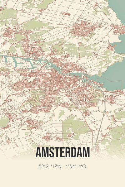Vintage map of Amsterdam (North Holland) by MyCityPoster