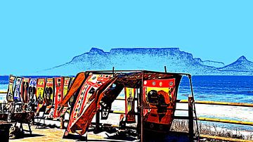 Tafelberg vom Blauberg Strand mixed media von Werner Lehmann