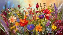 Ein lebhafter Feldblumenstrauß mit einer Farbenpracht von Studio Pieternel