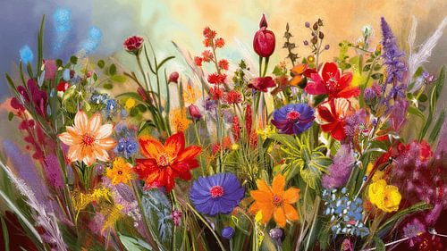 Bouquet champêtre plein de vie, une explosion de couleurs