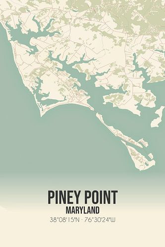 Vintage landkaart van Piney Point (Maryland), USA.