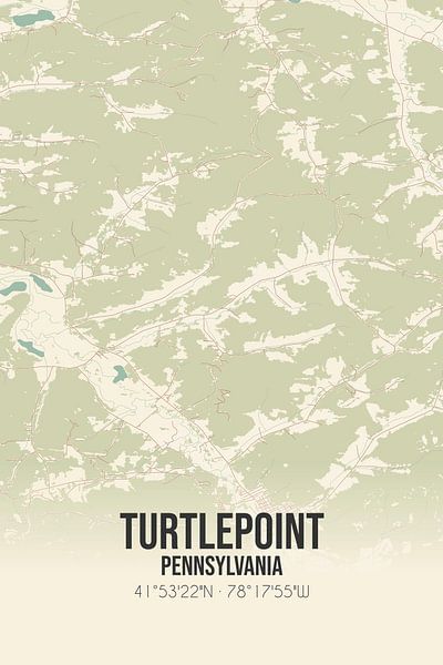 Carte ancienne de Turtlepoint (Pennsylvanie), USA. par Affiches de lieux