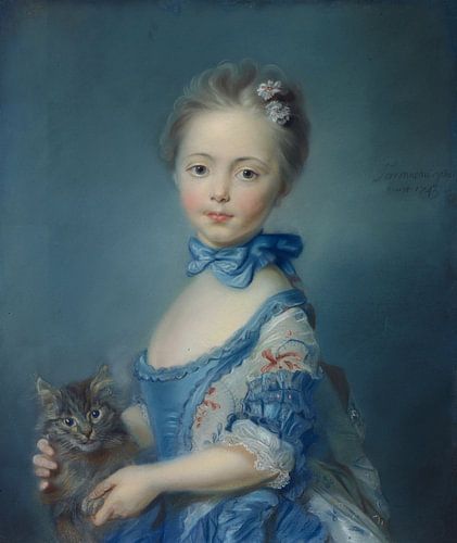 Meisje met kitten, Jean-Baptiste Perronneau