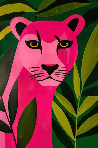 Abstracte roze panter in de jungle