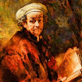 Selbstbildnis Rembrandt van Rijn (digital bearbeitet) sur Theo van der Genugten