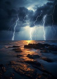 Blitz über dem Ozean