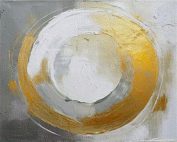 Modern Abstract: Gouden cirkel op beton -2 van Studio Pieternel