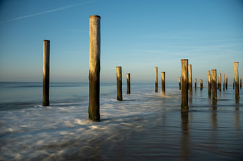 The Dutch coast near the stilt village of Petten