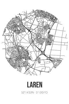Laren (Noord-Holland) | Landkaart | Zwart-wit van Rezona