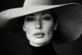 Elegant woman in a large hat, portrait by Poster Art Shop