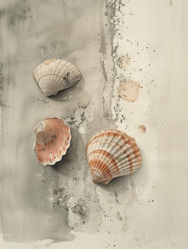Stilleben mit Muscheln, Wabi-Sabi-Stil