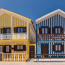 Typische bunte Häuser, Costa Nova, Aveiro, Beira Litoral, Portugal von Rene van der Meer Miniaturansicht