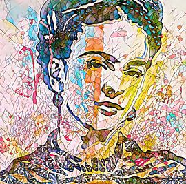 Frida kleurijk modern schilderij van Gerard van den Berg