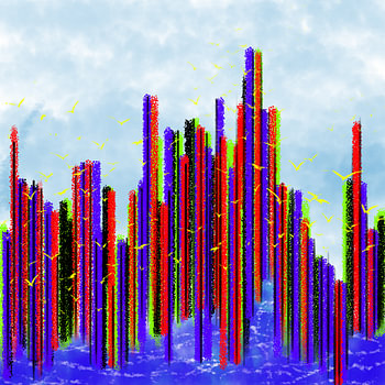 City, sea, birds