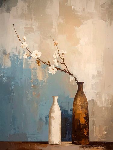 Minimalistisches Stillleben mit Blüte