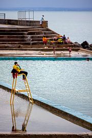 Lifeguard in France (Binic) at natural pool by Rob van der Teen