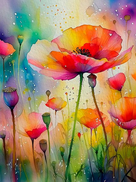 Coquelicots dans l'herbe par Studio Pieternel