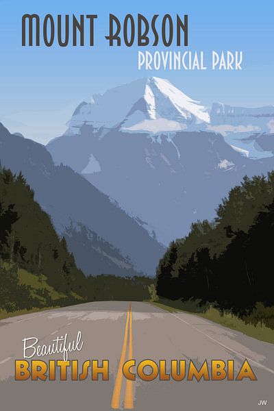 Mount Robson Canadian Rocky Mountains vintage tourism poster von Joost Winkens