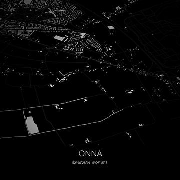 Zwart-witte landkaart van Onna, Overijssel. van Rezona